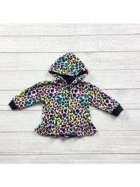 Garanimals Baby Girls Leopard Print Fleece Zip Hoodie Ruffle Hem 9-12 Months